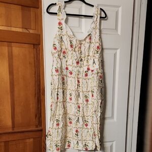 Wish Floral Midi Dress - White and Red